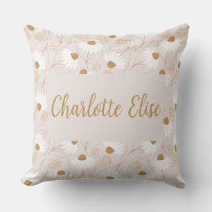 Girls Personalised Floral Pink Decorative Cushion