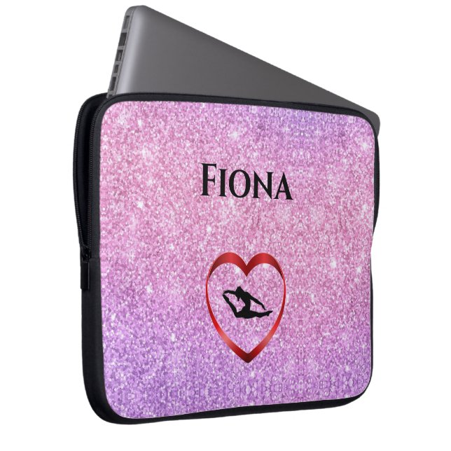 Girls Personalised Gymnastics Laptop Case (Front Right)