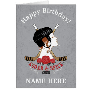 Girls Personalised Hockey Birthday Sugar and Spice