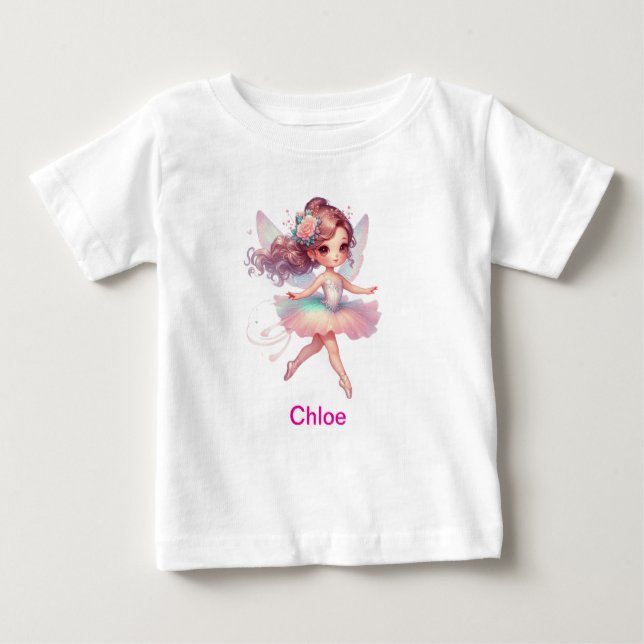 Girls personalised name ballerina baby T-Shirt (Front)