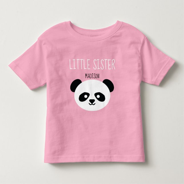 Girls Personalised Panda Kawaii Little Sister Toddler T-Shirt (Front)
