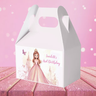 Girls Personalised Pink Princess Birthday Favour Box