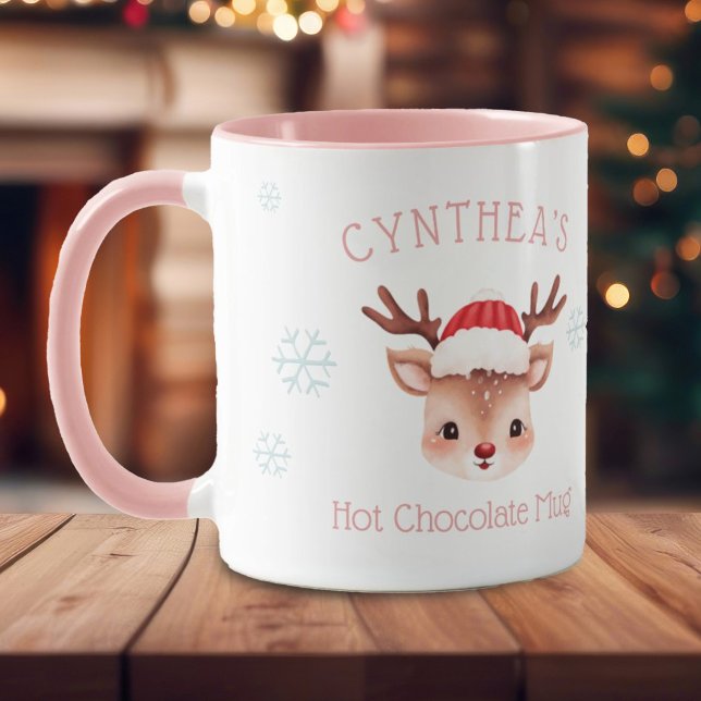 Girls Personalised Reindeer Hot Chocolate Mug (Creator Uploaded)