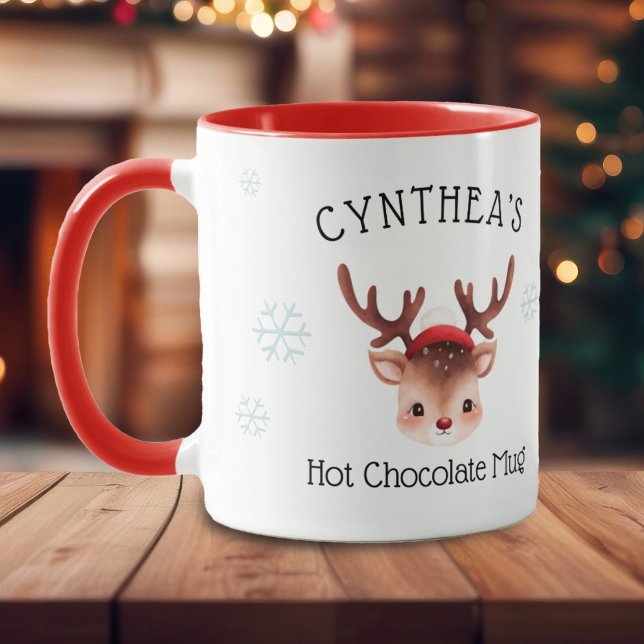 Girls Personalised Reindeer Hot Chocolate Mug (Creator Uploaded)