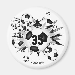 girls personalised soccer ball blowout  magnet