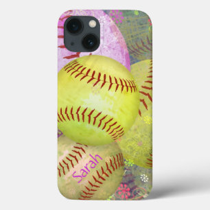 Girl's personalised softball iPhone 13 case