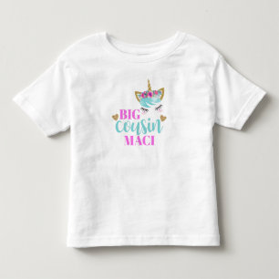 Girls Personalised Watercolor Unicorn Big Cousin Toddler T-Shirt