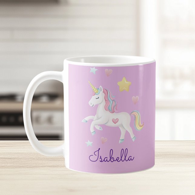 Girls Personalized Cute Whimsical Unicorn Rainbow  Coffee Mug (Creator Uploaded)