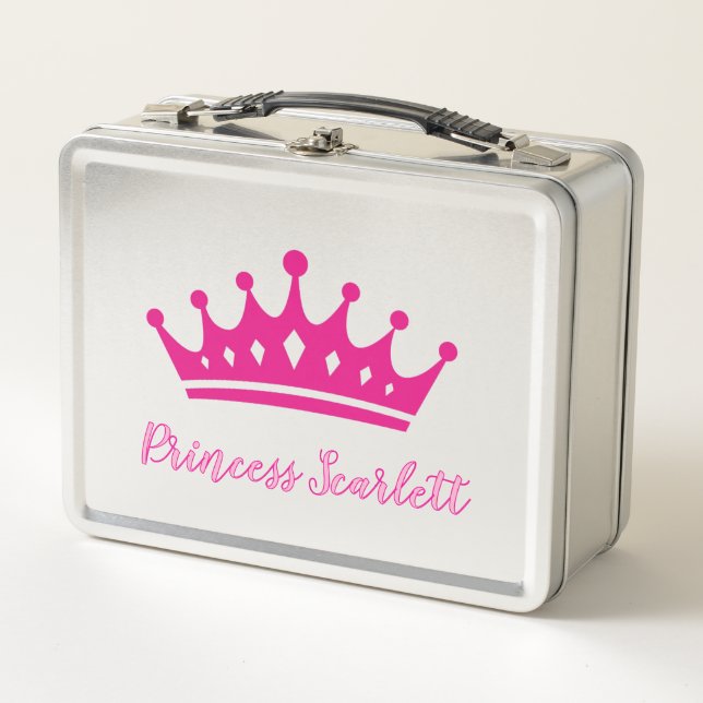 Girls Personalized Princess Crown Lunch Box (Front)