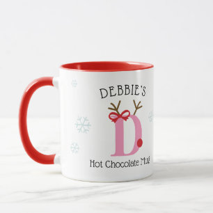 Girls Personalized Reindeer D Hot Chocolate Mug