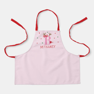 Girls Personalized Reindeer Initial B Apron