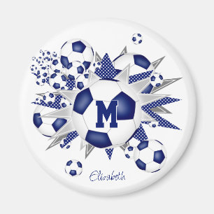 girls personalized soccer balls stars blue magnet