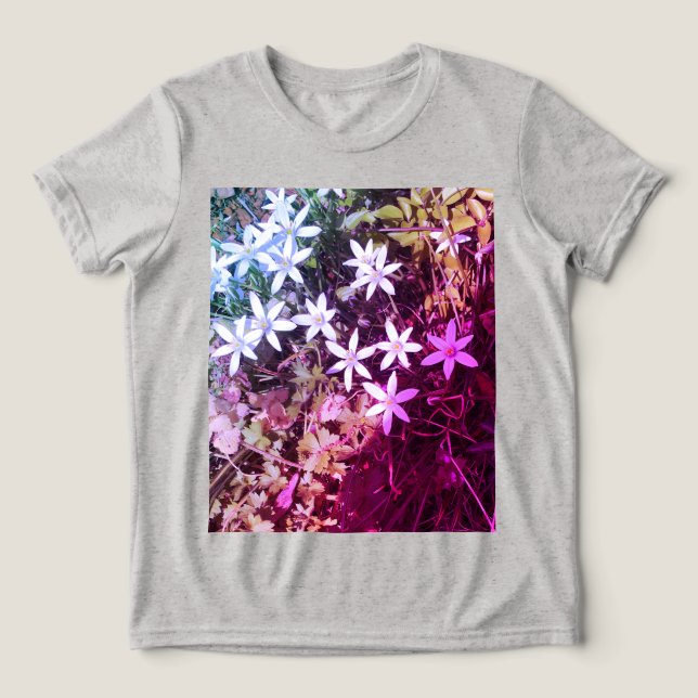 Girls Pink and white flower Tri-Blend Shirt (Design Front)