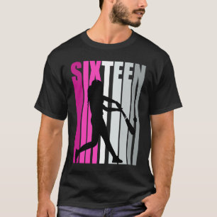 Girls Pink Baseball 16th Birthday Base Run On Soft T-Shirt