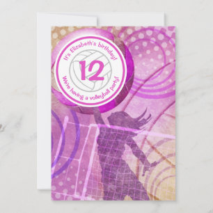 Girl's pink birthday volleyball party invitation