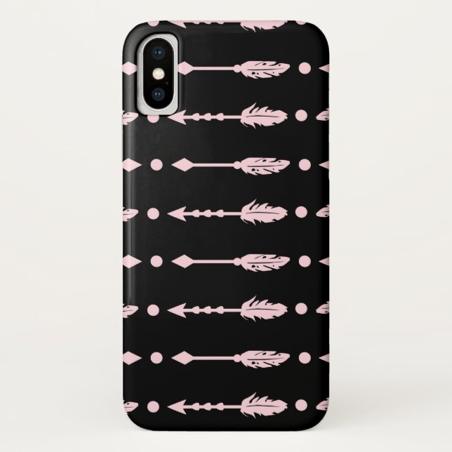 Girls Pink & Black Arrows Boho Chic Case-Mate iPhone Case (Back)