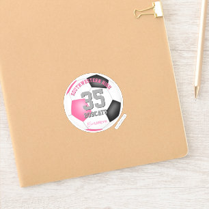 Girl's pink black personalised soccer