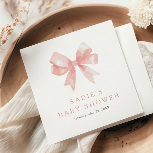 Girls' Pink Bow Coquette Baby Shower Napkin (Creator Uploaded)