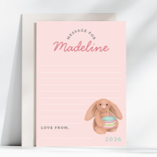 Girls Pink Bunny First Birthday Time Capsule Cards