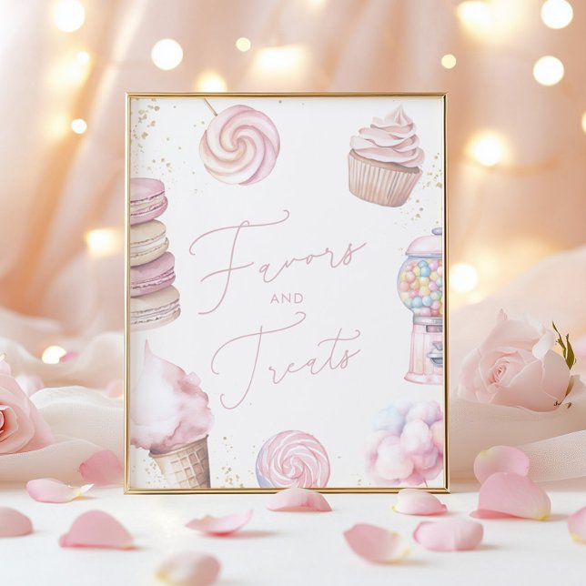 Girls' Pink Candy Favours and Treats Tabletop Sign (Creator Uploaded)