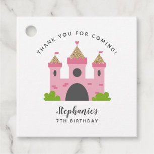 Girls Pink Castle Princess Birthday Party Favour Tags