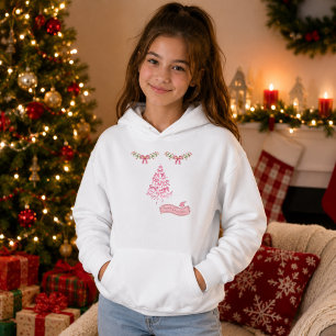Girls Pink Christmas Tree Holiday Hoodie
