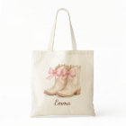 Girls Pink Cowgirl Boots Personalised Nam Tote Bag