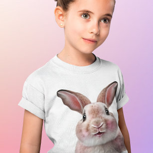 Girls Pink Cute Funny Bunny Rabbit T-Shirt