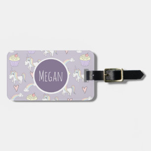 Girl's Pink Doodle Magical Pattern with Name Kids Luggage Tag