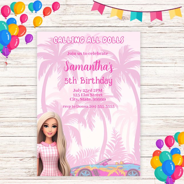 Girl's Pink Fashion Doll Diva Birthday Invitation (Creator Uploaded)
