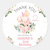 Girls Pink Floral This Little Piggy Birthday
