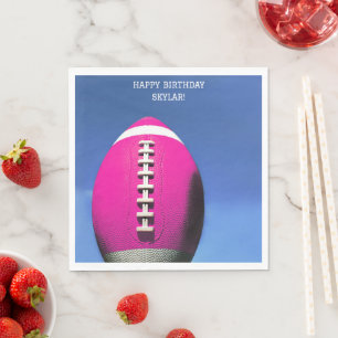 Girls Pink Football Birthday party paper Napkin