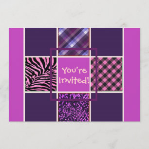 Girls Pink Fun Mix Birthday Invitations