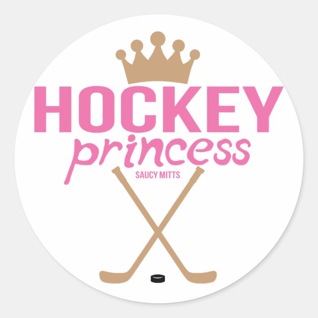 Girls Pink Hockey Princess Classic Round Sticker (Front)