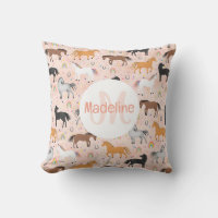 Girls Pink Horse Unicorn Rainbow Kids Monogrammed