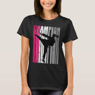 Girls Pink Karate Birthday Colourful Cute Retro Fe T-Shirt