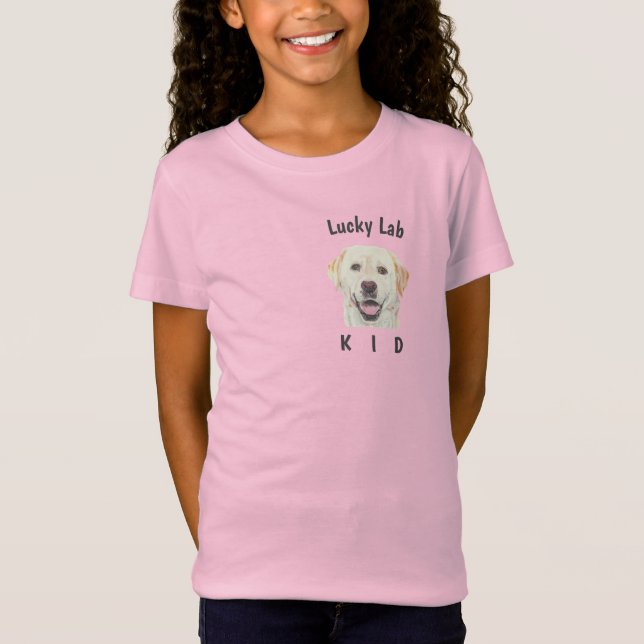 Girl's Pink Lucky Lab T-Shirt (Front)