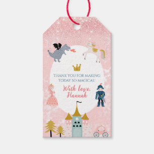 Girls Pink Magical Princess Birthday Thank You Gift Tags