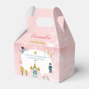 Girls Pink Magical Princess Castle Birthday Favour Box