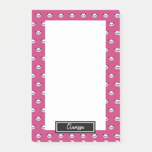 Girls Pink Personalised Panda Bear Animal Kids Post-it Notes