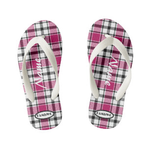Girl's Pink Plaid Flip-flops HAMbWG Kid's Jandals