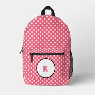 Girls Pink polka dots Printed Backpack