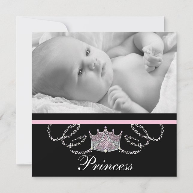 Girls Pink Princess Birth Announcements (Front)