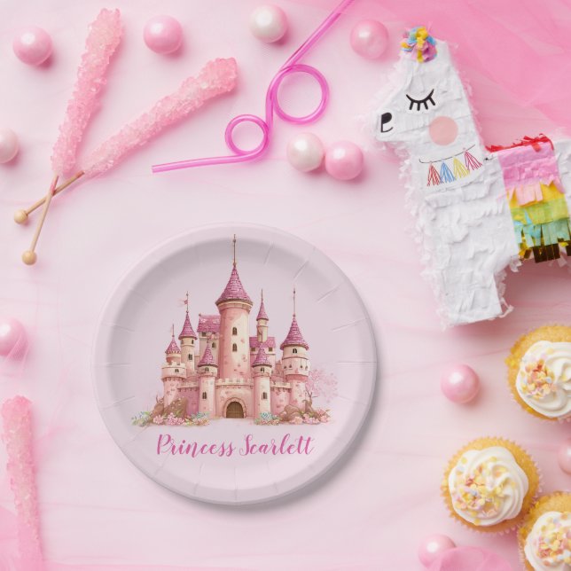 Girls Pink Princess Birthday Personalized  Paper Plate (Party)