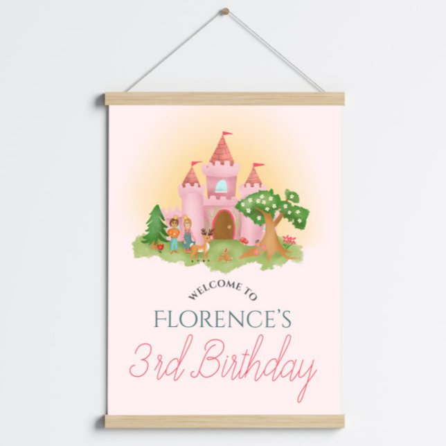Girls Pink Princess Birthday Welcome Sign (Creator Uploaded)