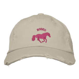 Girls pink rodeo horse riding embroidered hat