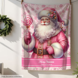 Girls Pink Santa Claus Blanket Pinkmas Custom