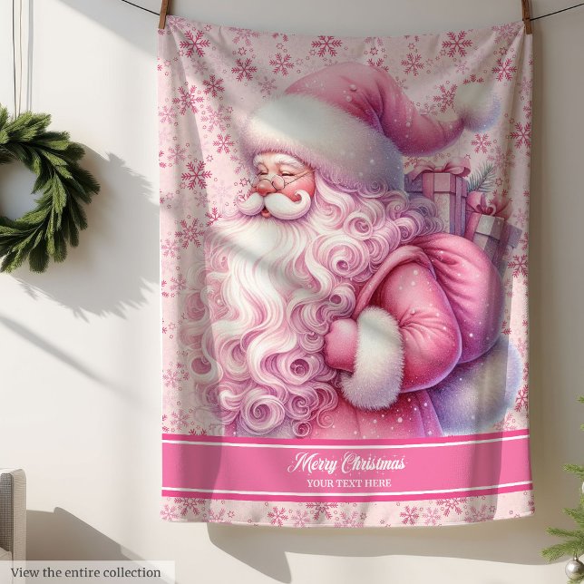 Girls Pink Santa Name Blanket Holiday Pinkmas (Girls Pink Santa Name Blanket Holiday Pinkmas)