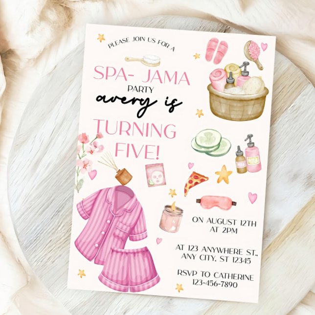 Girls Pink Spa-Jama Sleepover Birthday Invitation  (Creator Uploaded)