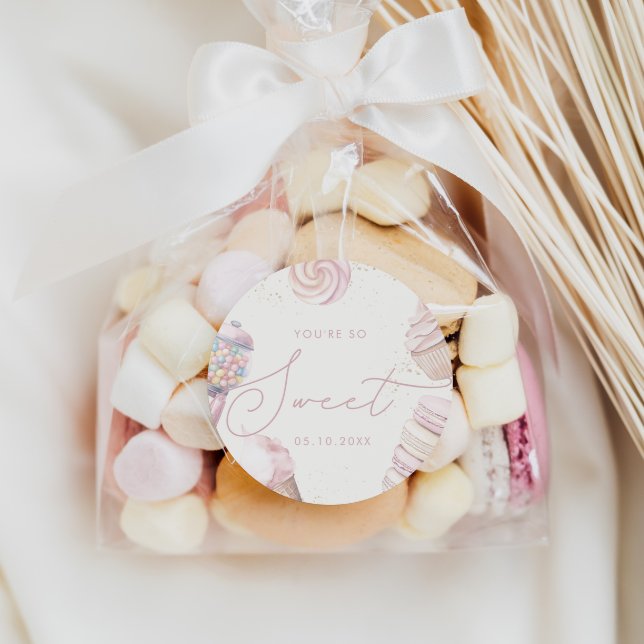 Girls' Pink Sweet Candy Ice Cream Classic Round Sticker (Creator Uploaded)